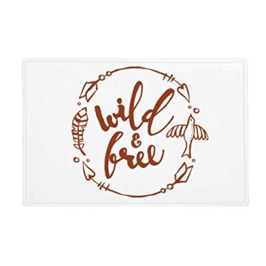 Imagem de DIYthinker Wild Be Free Tapete estilo escrita à mão, antiderrapante, porta de cozinha para banheiro, 40,64 x 60,96 cm