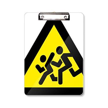 Imagem de Símbolo de aviso amarelo preto perseguição triângulo proibido placa de apoio A4