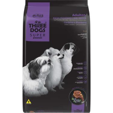 Imagem de Ração Seca Three Dogs Super Premium Cordeiro e Blueberry para Cães Adultos Raças Pequenas e Mini Indoor - 10,1 Kg