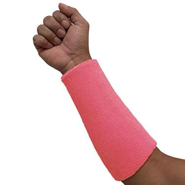 Imagem de COUVER Pulseiras esportivas absorventes de algodão grosso extralongo de 22 cm para basquete, corrida, tênis, academia, ciclismo e malhação/rosa brilhante (1 peça)