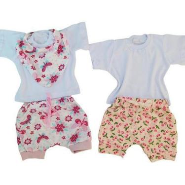 Imagem de Kit 2 Conjunto De Bebê Menina De 1 A 4 Meses Roupas De Bebe  - Palha - P-Feminino