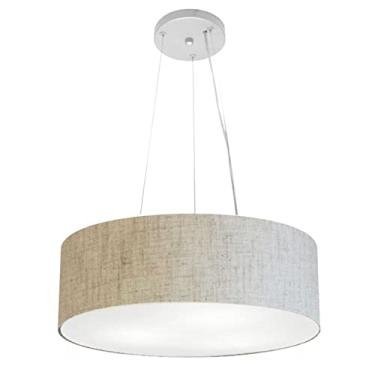 Imagem de Lustre Pendente Cilíndrico Cúpula Tecido 45x15 cm, Vivare Iluminação, Pendente4184 RST, Rustico Bege, Médio