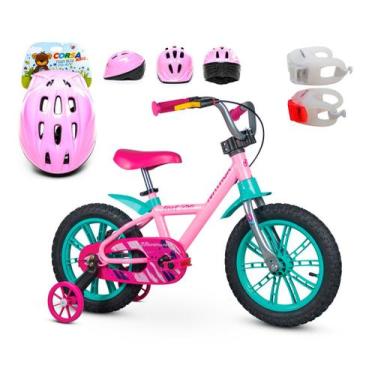 Imagem de Kit Bicicleta Infantil Aro 14 First Pro Feminina + Capacete + Sinaliza