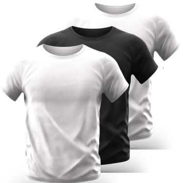 Imagem de Kit 3 Camiseta Slim Fit Manga Curta Proteção Solar Uv50 Ice Tecido Gelado 1 Branco 1 Preto-Masculino