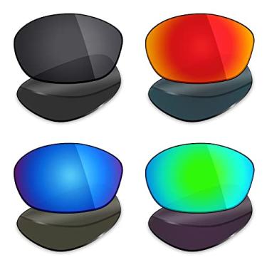 Imagem de Mryok 4 pares de lentes polarizadas de substituição para óculos de sol Oakley XS Fives – preto furtivo/vermelho fogo/azul gelo/verde esmeralda, Multicolorido., One Size