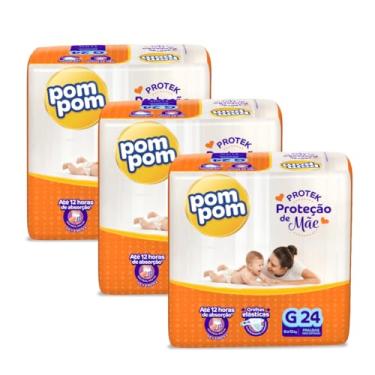 Imagem de Kit 3 Pacotes Fralda Descartável Infantil Pom Pom Derma Jumbo G