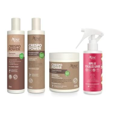 Imagem de Apse Crespo Shampoo, Condicionador, Creme de Pentear e Spray Finalizador Vegano
