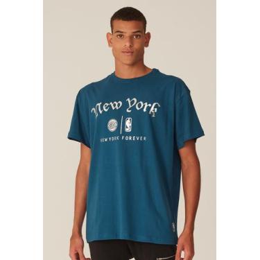 Imagem de Camiseta Nba Plus Size Estampada New York Knicks Casual Azul