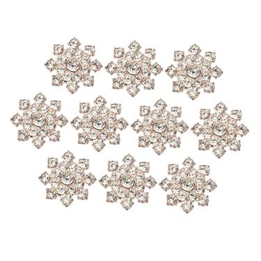 Imagem de ORFOFE 10 Pcs Apliques Enfeites Botões De Flores Enfeites De Diamante Enfeites De Flores Planas Contas De Flores De Liga Enfeites De Cristal Flatback Joalheria Decorações