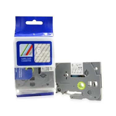 Imagem de Fita Refil Compatível TZ-115 TZe-115 Transparente Incolor com letra branca 6mm para Rotulador Brother PT-H105 PT-H110 PT-D200 PT-D210 PT-D400 PT-D410 PT-D600 PT-D610BT PT-P300BT P-Touch Cube