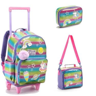 Imagem de Mochila Infantil Seanite com Rodinhas Lancheira e Estojo 100 Pens KT15282