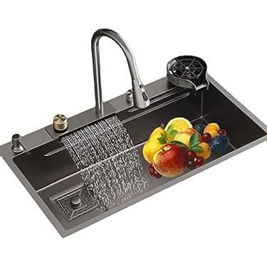 Imagem de Pias de cozinha, pia de cozinha em cascata, pia de bar, pia de aço inoxidável Sus304, pia de cozinha moderna, pia de cozinha drop in farmhouse com lavadora de copos, instalação drop-in ou un