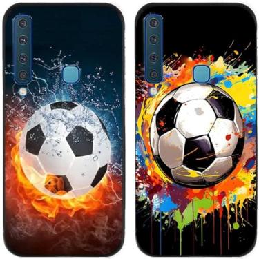 Imagem de 2 peças de capa de telefone traseira de silicone em gel TPU impresso futebol para Samsung Galaxy todas as séries (Galaxy A9 2018)