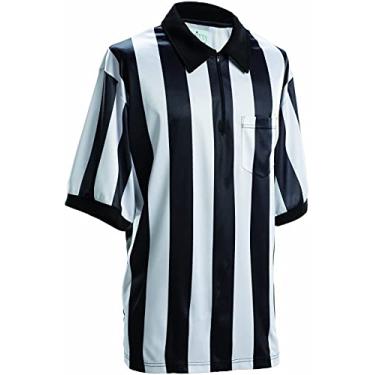 Imagem de Smitty | FBS-117M | Camisa de manga curta de árbitro de futebol de malha listrada de 5 cm | Escolha oficial! (GG), Preto