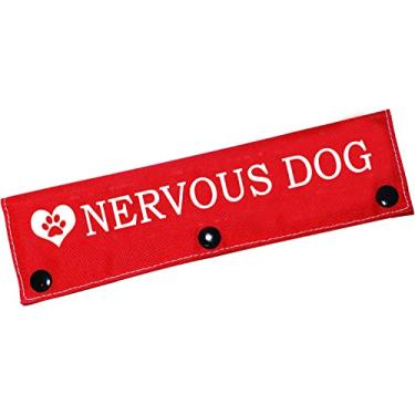 Imagem de Coleira divertida para cães com alça nervosa para cães com alerta para pendurar etiqueta de identificação para presente de aniversário (manga de cachorro nervosa)