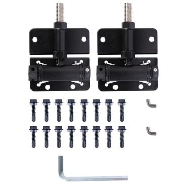 Imagem de Dobradiças de portão de fechamento automático para cerca de vinil/madeira/metal, feito para serviço pesado, pacote com 2, preto