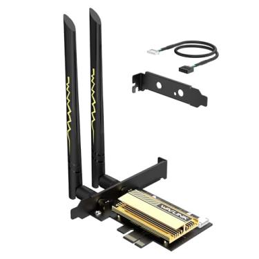 Imagem de WAVLINK Placa WiFi 6E PCIe AX5400M WiFi, placa de rede 2024 Tri-Band AX210 adaptador sem fio com Bluetooth 5.3, MU-MIMO, WPA3, OFDMA, suporte de perfil baixo, dissipador de calor