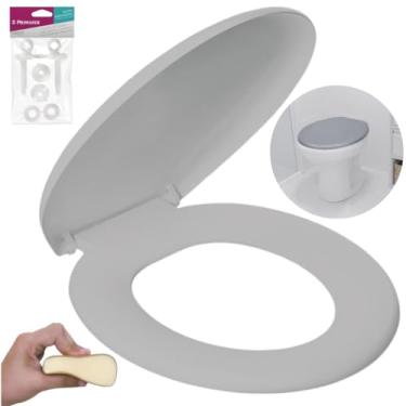 Imagem de Assento Tampa Vaso Sanitário Oval Almofadado + Jogo de Parafusos de Fixação para Assento Sanitário