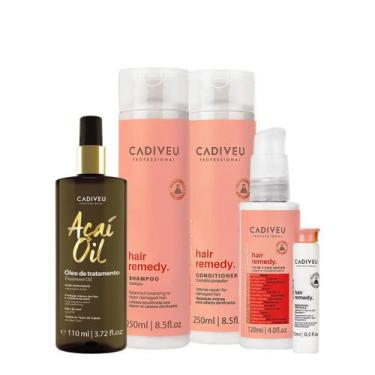 Imagem de Kit Cadiveu Essentials Hair Remedy Shampoo Condicionador Leave-In Séru