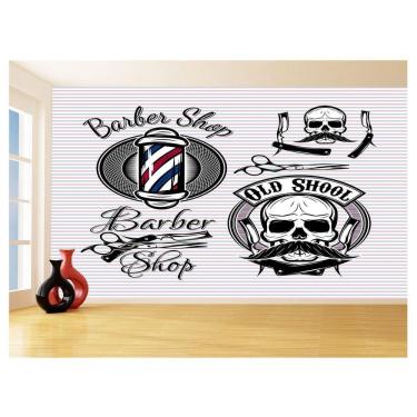 Imagem de Papel De Parede 3D Barbearia Barber Shop Logo 3,5M Brb14