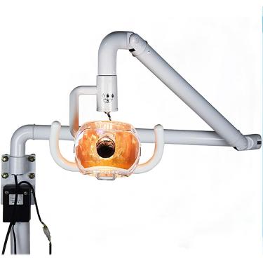 Imagem de Lâmpada halógena dentária, luz de exame cirúrgico montada na parede com temperatura de cor de 4000-5000K e iluminação de 3000LUX, ângulo ajustável e luz forte/fraca, sem sombra piscando, par