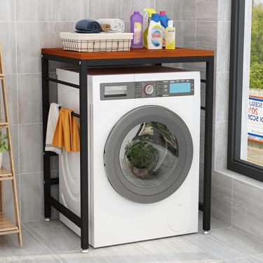 Imagem de Prateleira de lavanderia sobre lavadora e secadora, rack de empilhamento para lavadora e secadora, prateleira de armazenamento sobre secadora, para lavanderia, vaso sanitário, moldura preta