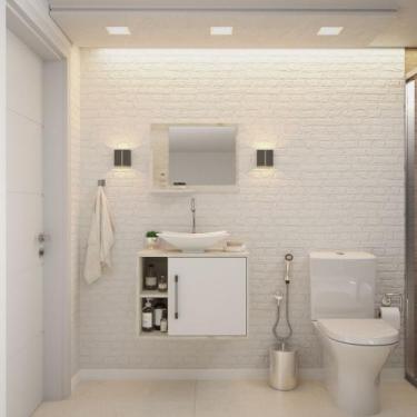 Imagem de Gabinete P/Banheiro Soft 60 cm C/cuba L38 e Espelheira - Compace, Snow