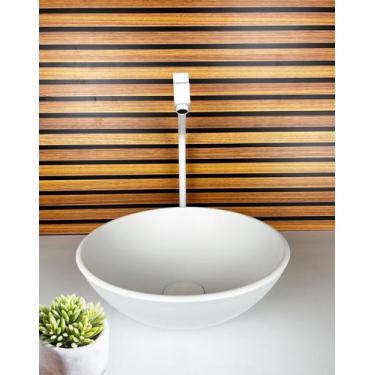 Imagem de Kit cuba vidro redonda 30cm + torneira + valvula branco fosco - CUBAS 