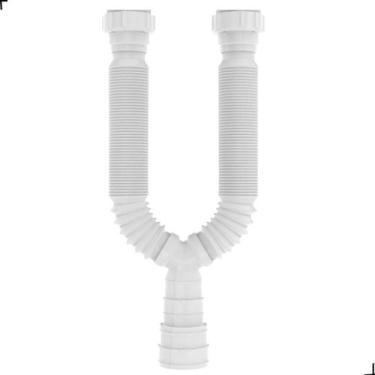 Imagem de  sifão tubo extensivo  duplo universal branco 70cm 030205*  - blukit