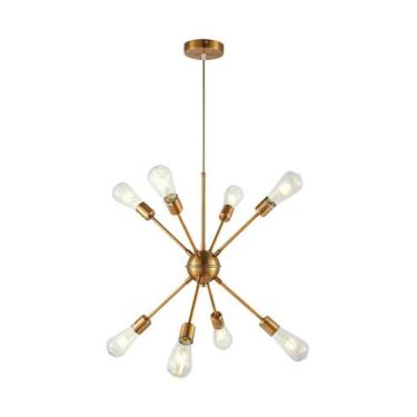 Imagem de Luminária Lustre Pendente Sputnik Dourado para 8 Lâmpadas Moderno Luxo