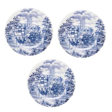 Imagem de Jogo de 3 Prato Jantar Raso 26 Cm Cena Inglesa PracasaNet - Biona