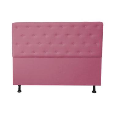 Imagem de Cabeceira Casal Super King Juliana 195cm Para Cama Box Suede Rosa - DS