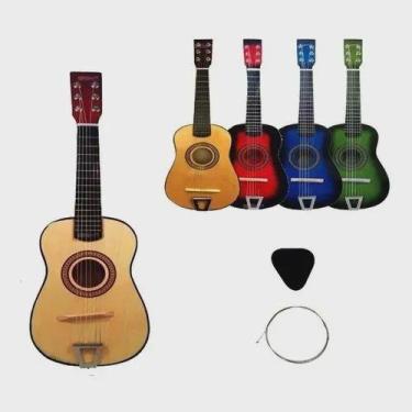 Imagem de Mini Violão Acústico Infantil Corda Em Aço Palheta Criança - DM TOYS