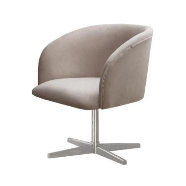 Imagem de Poltrona Decorativa Atenas Cadeira Giratória Pé Metal Fixo - Bella Dec