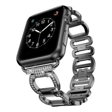 Imagem de Pulseira Compatível Apple Watch 44mm Preto Elos Aro - Baú do viking