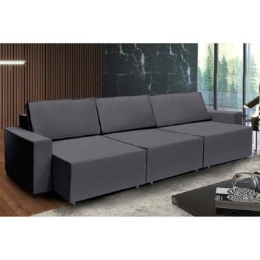 Imagem de Sofá Dallas 3.70m Retrátil  - Sofisticato, chumbo