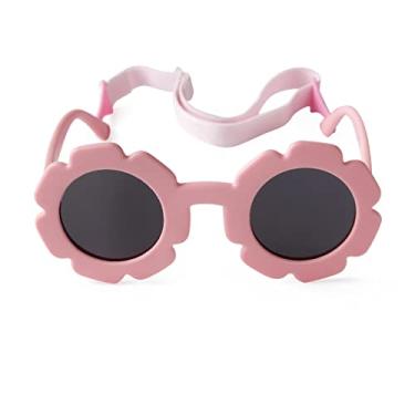 Imagem de JUDOO Óculos de sol infantis com alça polarizada flexível para bebês meninos meninas de 0 a 24 meses, Rosa/cinza, M