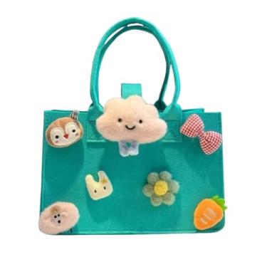 Imagem de DxXU SewLife Sacola de feltro portátil de desenho animado multiuso para crianças adequada para chá de bebê, festa de aniversário (20. azul pavão médio 2)