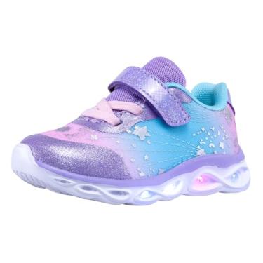 Imagem de COODO Tênis infantil para meninos e meninas com luzes de LED, Heliotrópio, 13 Little Kid