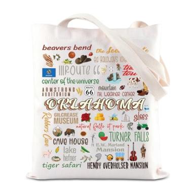 Imagem de TGBJE Oklahoma State Travel Tote Bag Oklahoma Souvenirs Gift Oklahoma State Vacation Shoulder Bag Sooner State Gift, Bolsa Oklahoma