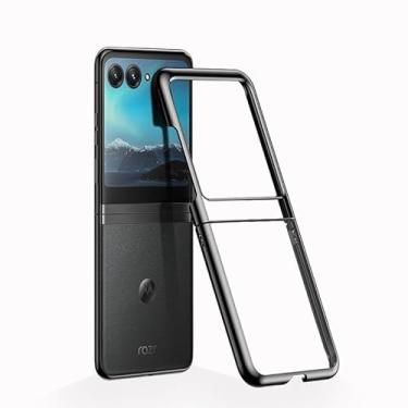 Imagem de Wousunly Compatível com Motorola Razr 50 Ultra capa de silicone transparente, revestimento Motorola Razr 50 Ultra, capa fina de luxo protetora à prova de choque (preto)
