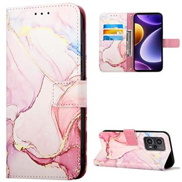 Imagem de Dinglijia Capa para Xiaomi Poco F5 5G, capa carteira de couro flip com slots de cartão para meninas e mulheres, designs de mármore, capa protetora para celular Xiaomi Poco F5 5G, YBDLS ouro rosa