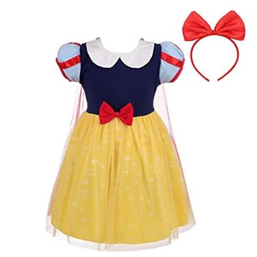 Imagem de Dressy Daisy Vestido de princesa, saia de tule para festa de Halloween, roupa de verão para bebês e meninas pequenas, Estilo 2 (vestido com argola de cabelo), 3 Anos