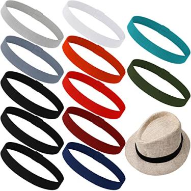 Imagem de Xuhal 12 pulseiras elásticas para chapéu de cowboy panamá ocidental para mulheres e homens, acessórios de palha, Cores frescas, tamanho �nico