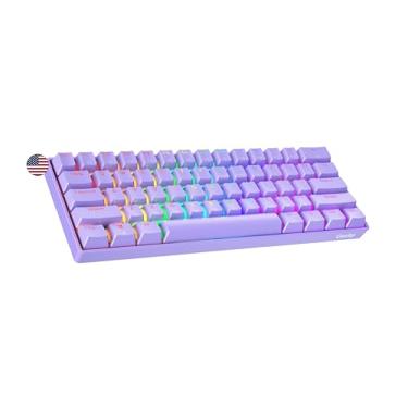 Imagem de Geeky GK61 SE 60% | Teclado mecânico para jogos | 61 teclas multicoloridas RGB LED retroiluminado para PC/Mac Gamer | layout americano ANSI EUA (lavanda, velocidade mecânica prata)