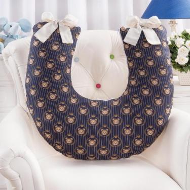 Imagem de Almofada Amamentação Travesseiro Multifunções Apoio De Bebê Firme e Ma