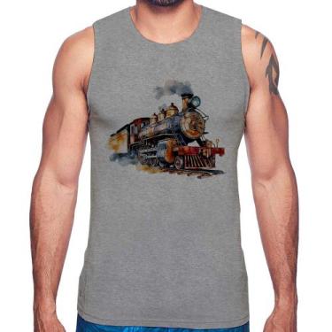 Imagem de Regata Trem Watercolor - Foca na Moda, Cinza, P