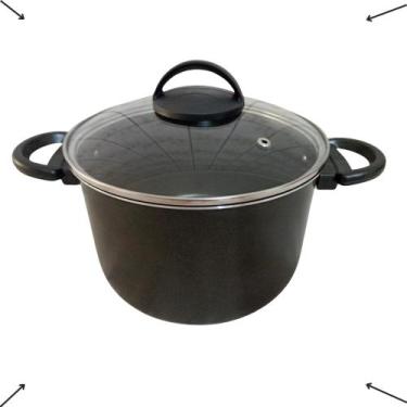 Imagem de Panela Caçarola Caldeirão Avulsa Teflon Antiaderente Tampa Vidro Arroz