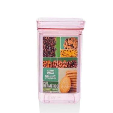 Imagem de Pote Hermetico Acrilico 1,2 Lts M Quadrado Empilhavel Nilluc, Rosa