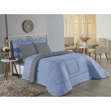 Imagem de Edredom Casal Queen Size Malha 100% Algodão - Davy Enxovais, AZUL BEBE